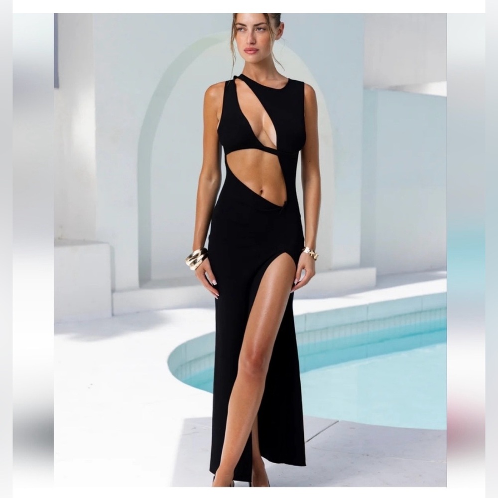 Elegant Sexy Black Cut-Out dress